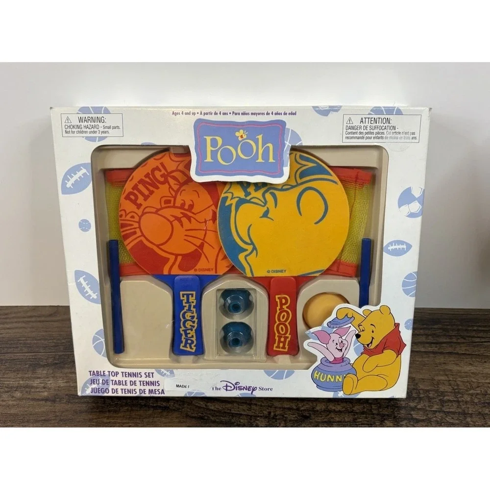 Vintage Winnie the Pooh Table Top Tennis Game Paddles Ball Net New Open Box